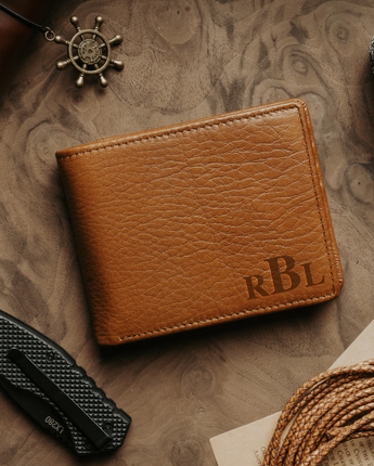 Personalized Bi-Fold Engraving Leather Wallet