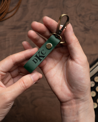 Mountain Born Personalized Leather Keychain