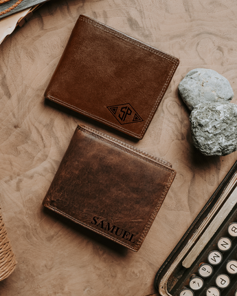 Customized Bi-Fold Engraving Leather Wallet