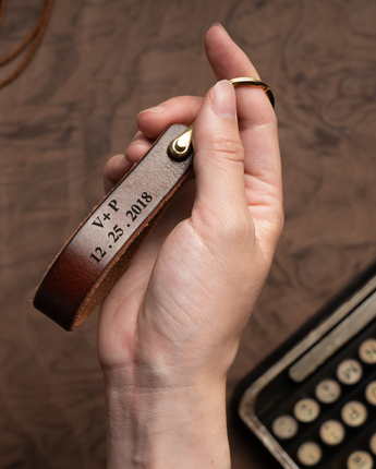 Engraved Leather Whistle Keychain