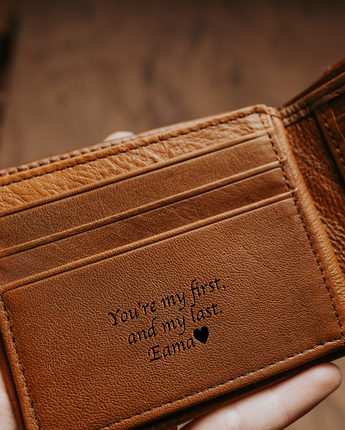 Personalized Bi-Fold Engraving Leather Wallet