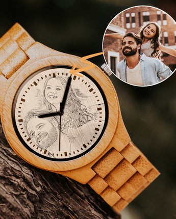 Mountain Born Custom Bamboo Sketch Watch