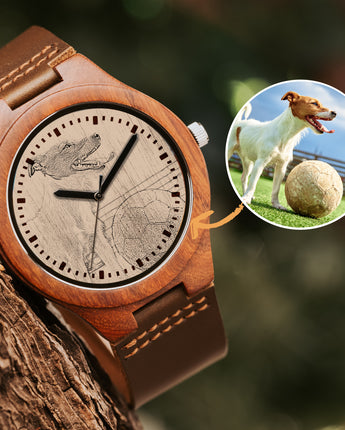 Mountain Born Custom Redwood Sketch Watch, Leather Strap