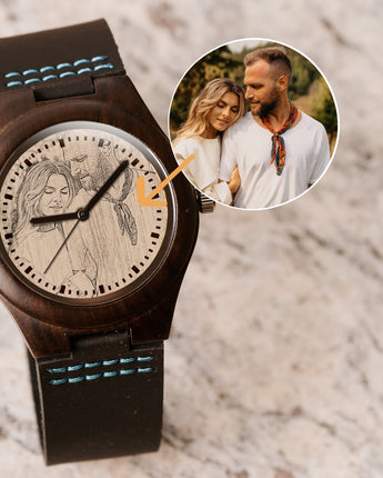 Mountain Born Custom Ebony Sketch Watch, Leather Strap