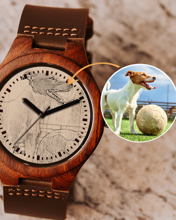 Mountain Born Custom Redwood Sketch Watch, Leather Strap