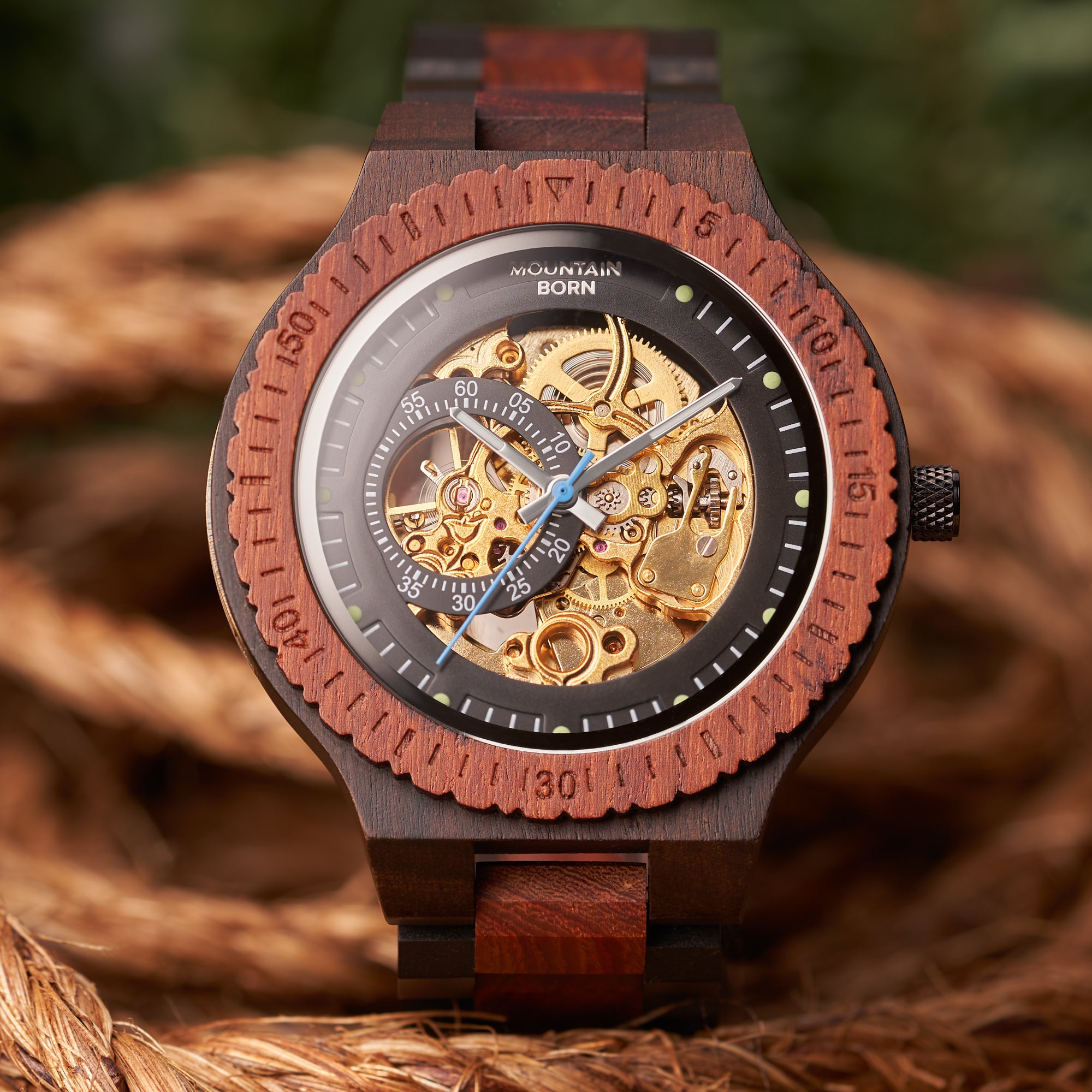 Eternal Motion Red Sandalwood Automatic Skeleton Watch