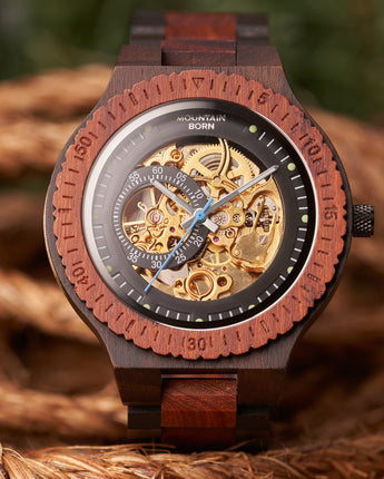 Eternal Motion Red Sandalwood Automatic Skeleton Watch