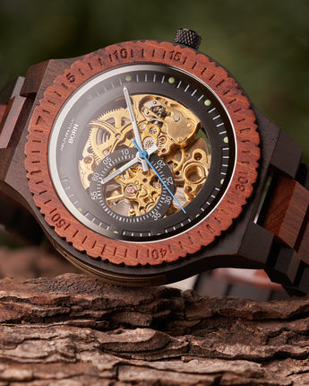 Eternal Motion Red Sandalwood Automatic Skeleton Watch