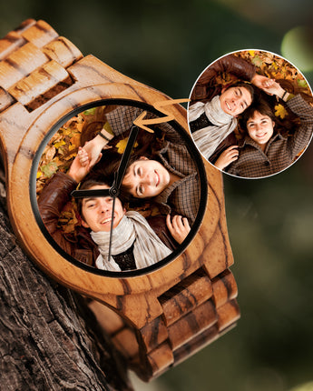 Mountain Born Customized All Wood Photo Watch For Men, Zebrawood