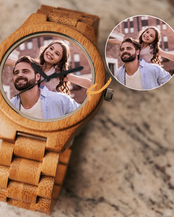 45mm Bamboo Wood Photo Watch