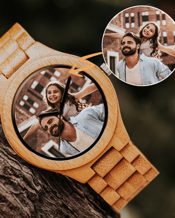 45mm Bamboo Wood Photo Watch