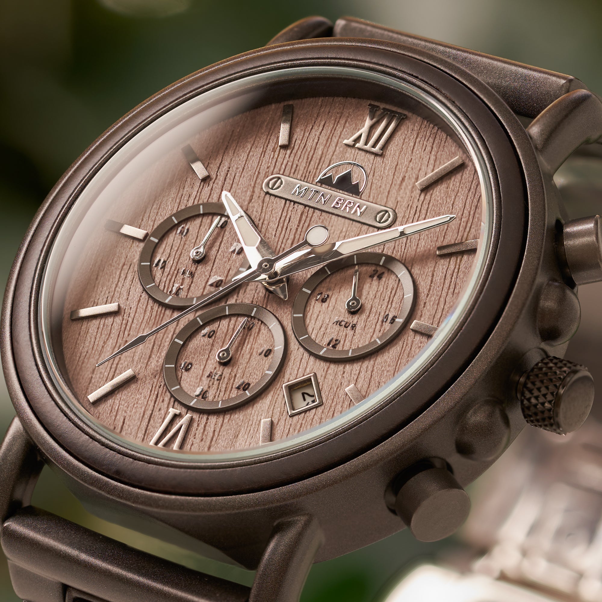 Grey Maple Wood and Ebony Chronograph Watch