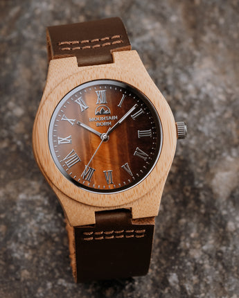 40mm Bamboo Tiger Eye Wood Watch