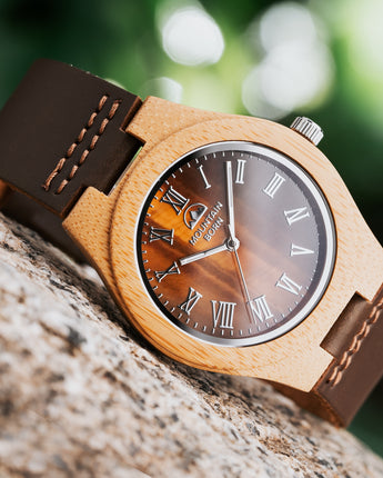 40mm Bamboo Tiger Eye Wood Watch