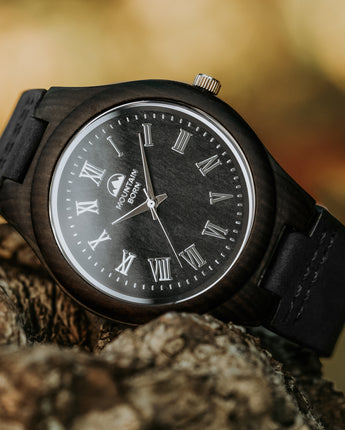 Mountain Born Personalized Ebony Wood Watch For Men