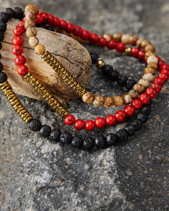 Small Stones and Golden Beads Men's Bracelet