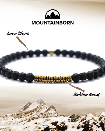 Small Stones and Golden Beads Men's Bracelet