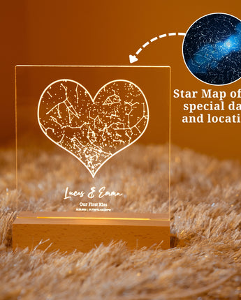 Heart & Circle Constellation Star Map Night Light