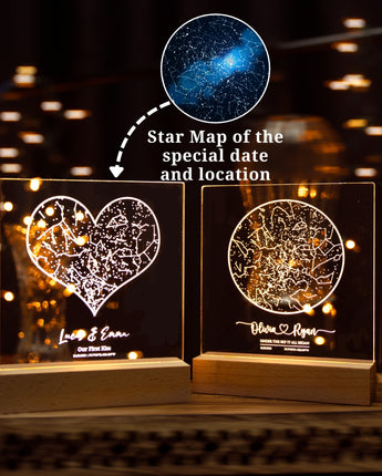 Heart & Circle Constellation Star Map Night Light