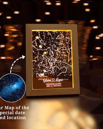 Wooden Framed Constellation Star Map Night Light