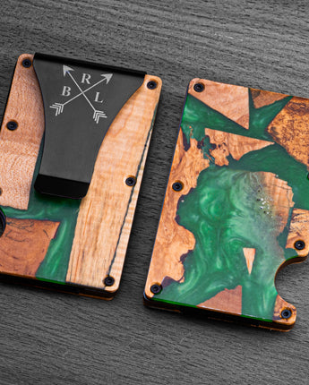 Green Resin & Maple Wood Wallet