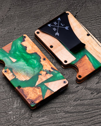 Green Resin & Maple Wood Wallet