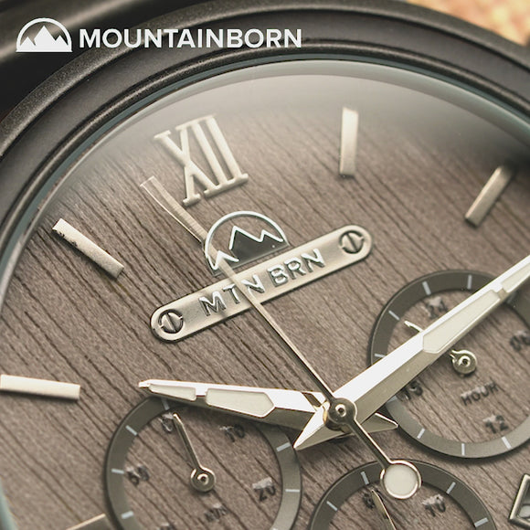 Grey Maple Wood and Ebony Chronograph Watch