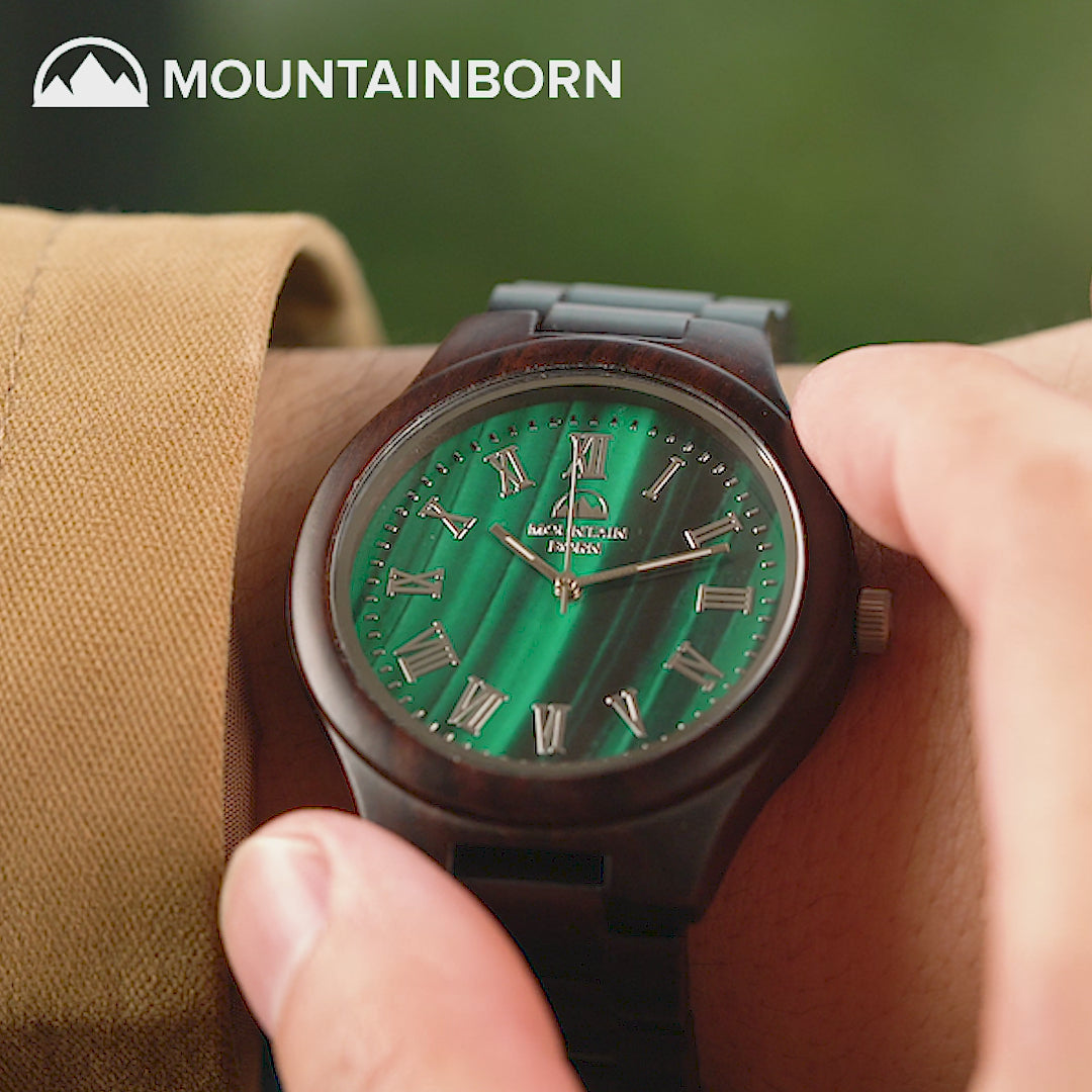 Mountain Born Personalized Ebony and Rosewood Wood Watch For Men