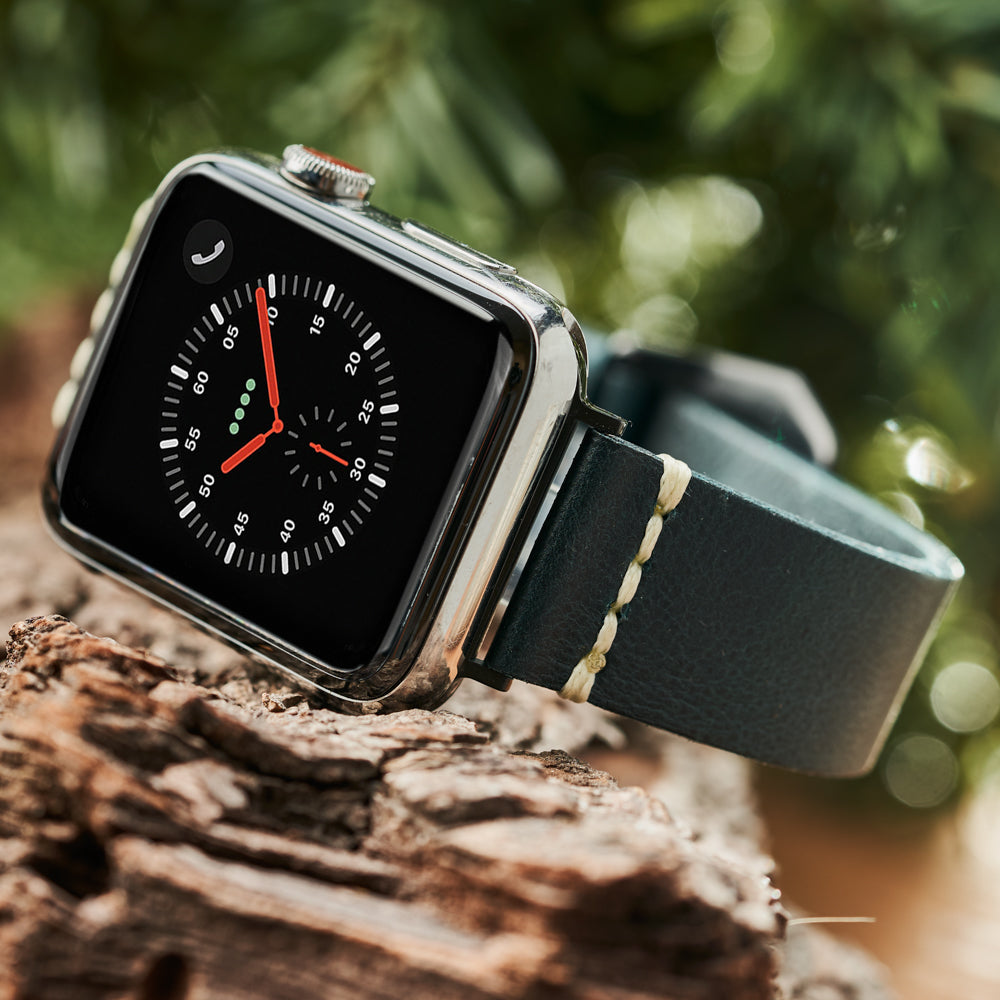 Apple Strap Blue Leather Black